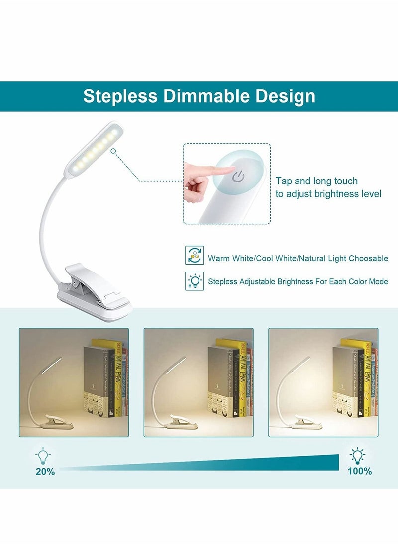 Captaintech - Book Light for Reading in Bed, 9 LED Clip-on Reading Light USB Rechargeable with Touch Sensor, 3 Brightness Levels Eye Protection 360° Flexible Book Light for Night Reading Mini Folding Clip Lamp - Image 1