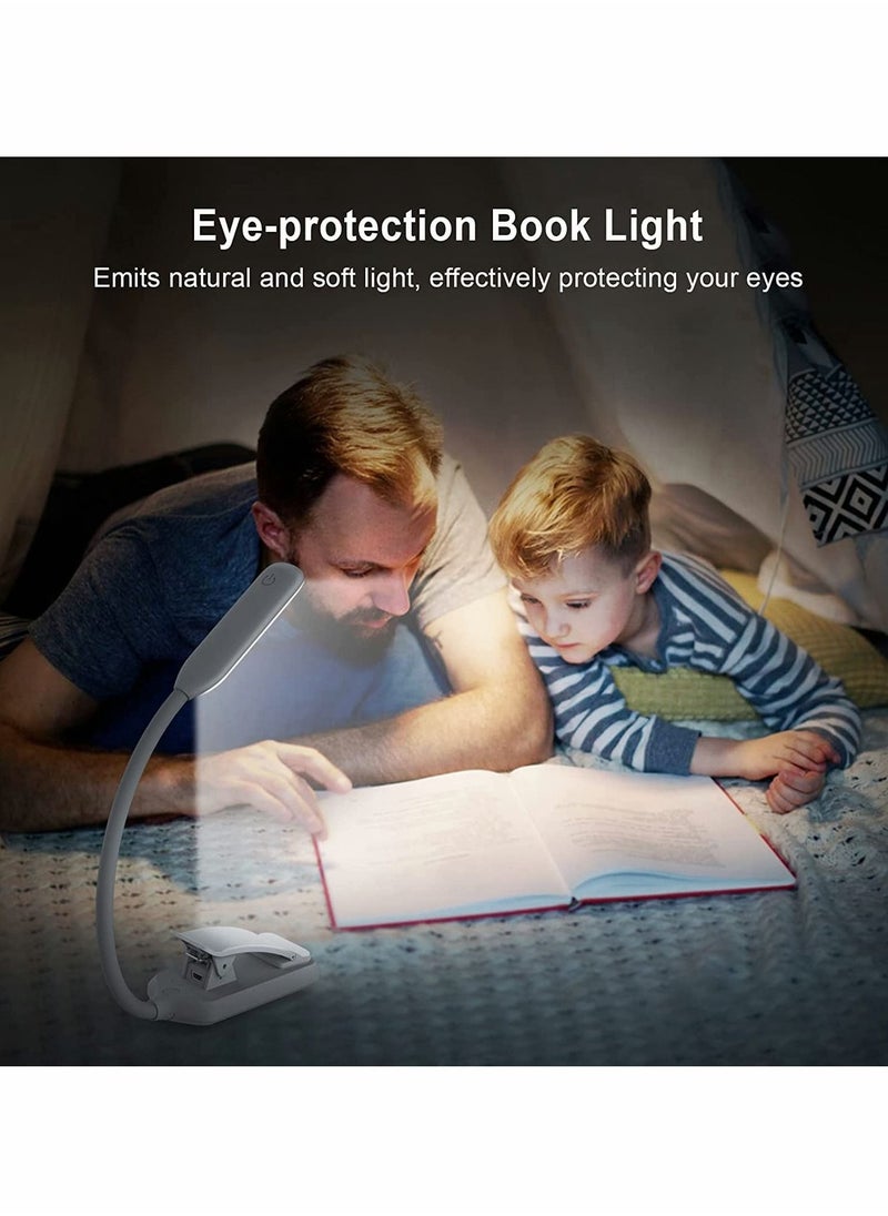 Captaintech - Book Light for Reading in Bed, 9 LED Clip-on Reading Light USB Rechargeable with Touch Sensor, 3 Brightness Levels Eye Protection 360° Flexible Book Light for Night Reading Mini Folding Clip Lamp - Image 1