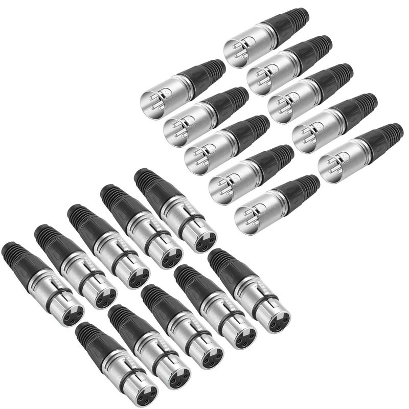 Neewer 20-Piece 3 Pin XLR Solder Type Connector - 10 Male and 10 Female Plug Cable Connector Microphone Audio Socket, Made of Zinc Alloy for High Conductivity and Ultra-Low Noise (Metal End) - Image 1