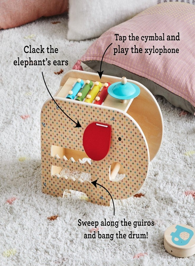 Petit Collage: Wooden 5-in-1 Elephant Music Toy - 5 Different Instruments - Sturdy Wood Construction, Non-Toxic and Safe for Kids, Ideal for Ages 3+ - Image 2