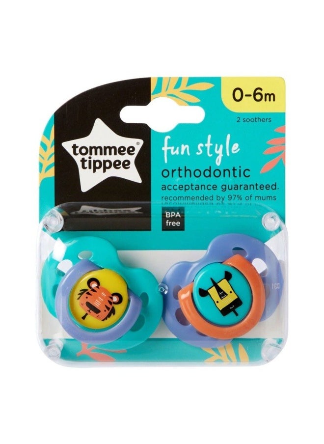 Tomme Tippee - 2-Piece Pacifiers Fun 0-6 Months - Image 1