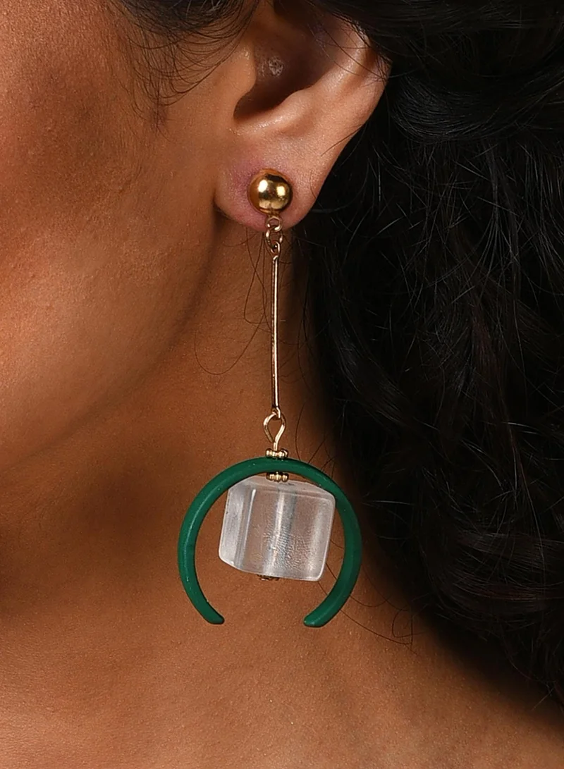 SOHI Green Contemporary Artificial Drop Earring Jewellery