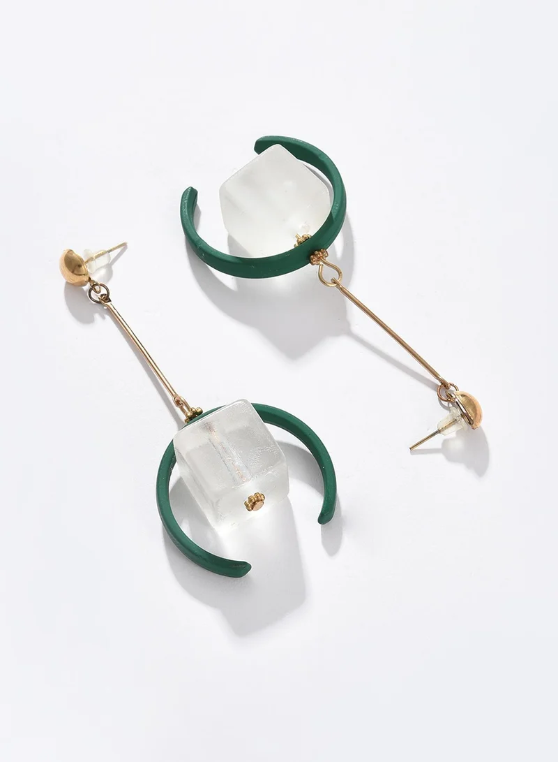 SOHI Green Contemporary Artificial Drop Earring Jewellery
