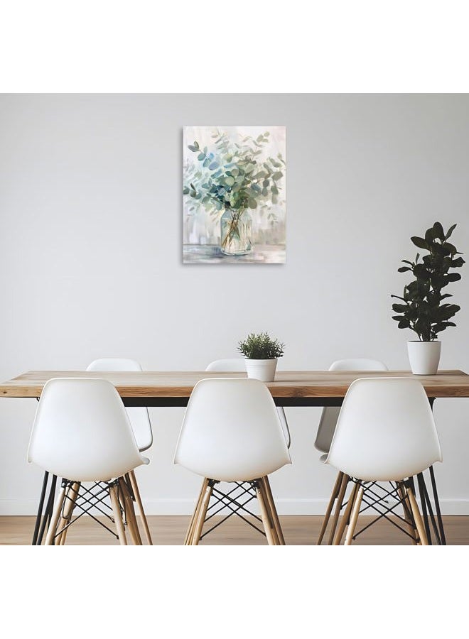 OWNANRTHM Botanical Prints Plant Wall Art Eucalyptus Flower Herb Rustic Jar Canvas Wall Art Vintage Botanical Wall Art Plant Poster Plant Pictures for Living Room Bathroom Wall Framed 12X16 inch - Image 3