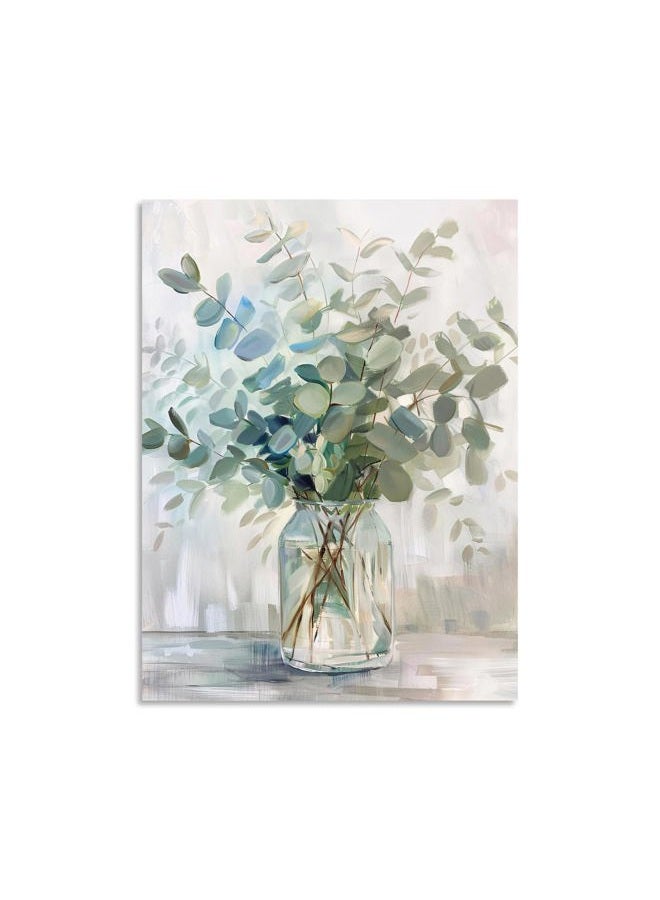 OWNANRTHM Botanical Prints Plant Wall Art Eucalyptus Flower Herb Rustic Jar Canvas Wall Art Vintage Botanical Wall Art Plant Poster Plant Pictures for Living Room Bathroom Wall Framed 12X16 inch - Image 2