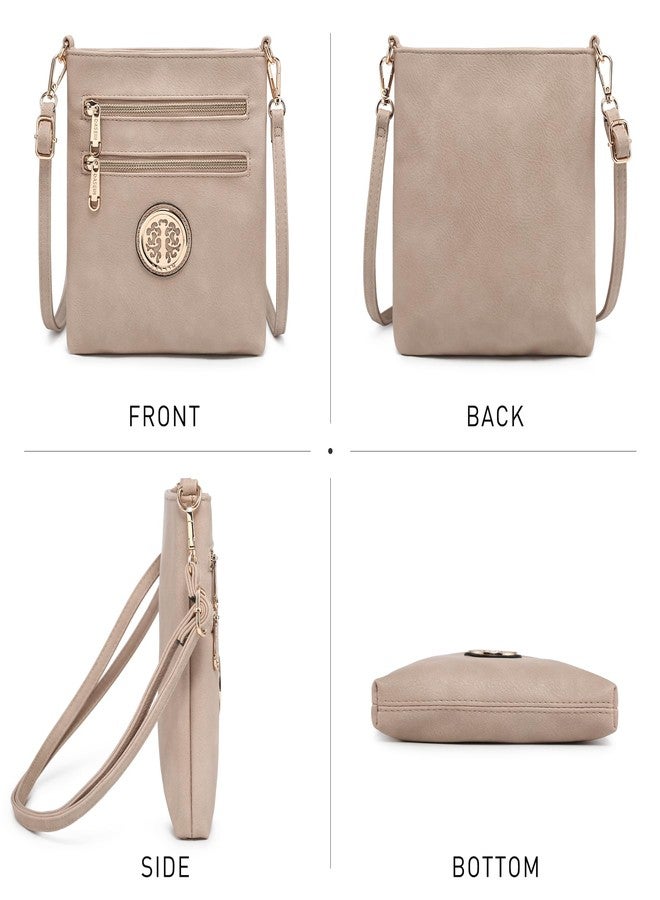 Dasein Women Small Crossbody Bag Lightweight Shoulder Purses Multi Zipper Pockets Phone Purse Handbag (beige) - Image 2