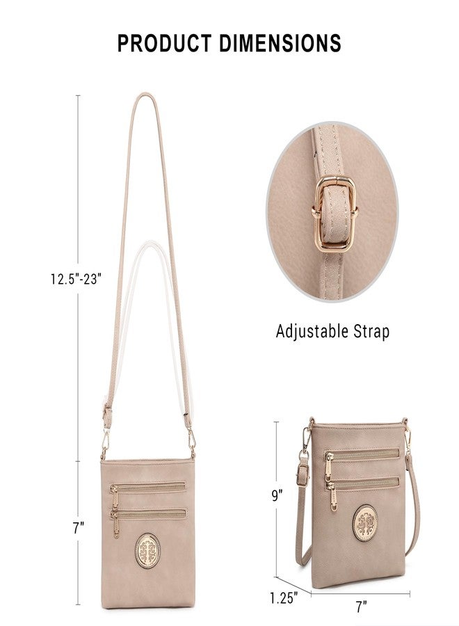 Dasein Women Small Crossbody Bag Lightweight Shoulder Purses Multi Zipper Pockets Phone Purse Handbag (beige) - Image 3