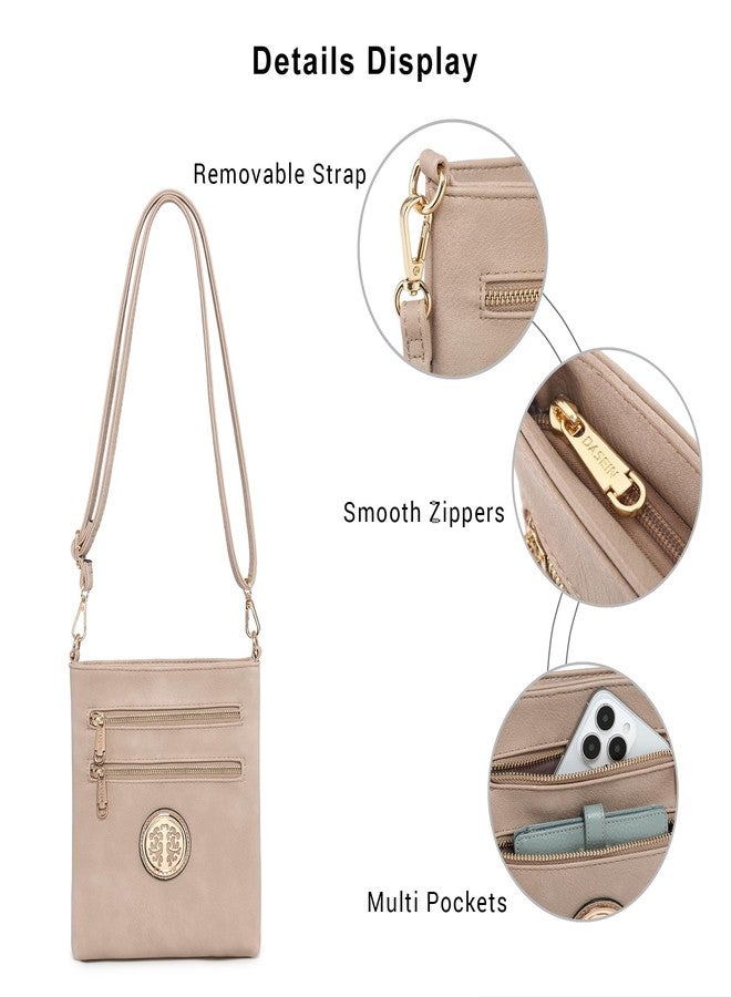 Dasein Women Small Crossbody Bag Lightweight Shoulder Purses Multi Zipper Pockets Phone Purse Handbag (beige) - Image 5