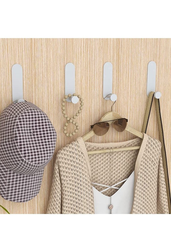 Excefore - 4 PCS White Adhesive Hooks Self Adhesive Hooks No Nails Wall Hangers Suitable For Hanging Robe Clothes Keys Kitchen Hallway Hooks Bathroom Tower Hooks Glue Sticky - Image 1