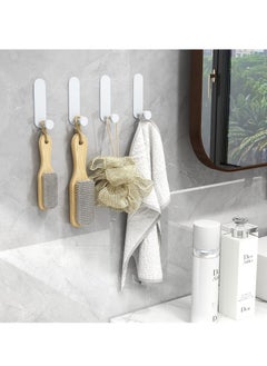Excefore 4 PCS White Adhesive Hooks Self Adhesive Hooks No Nails Wall Hangers Suitable For Hanging Robe Clothes Keys Kitchen Hallway Hooks Bathroom Tower Hooks Glue Sticky  - Image 2
