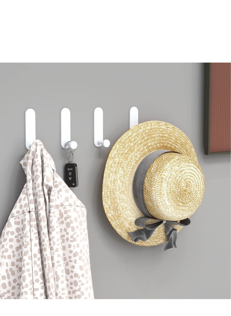 Excefore - 4 PCS White Adhesive Hooks Self Adhesive Hooks No Nails Wall Hangers Suitable For Hanging Robe Clothes Keys Kitchen Hallway Hooks Bathroom Tower Hooks Glue Sticky - Image 1