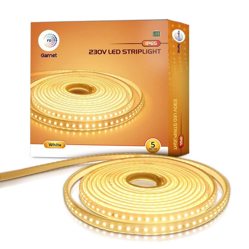 wipro Garnet 5 Meters LED Strip Light 120 LEDsmtr White IP65Waterproof Flexible Rope Light for Outdoor Indoor Decoration for Diwali ChristmasStrip for Balcony False CeilingPack of 1 - Image 1