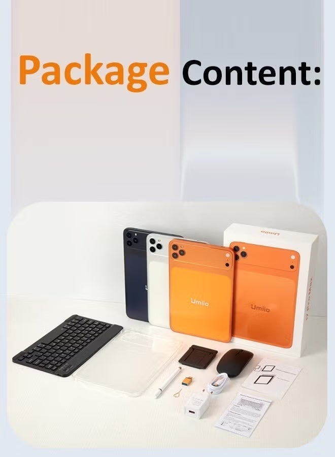 Umiio Smart Tablet 17 Pro Max 10.1 Inch HD Display, Android Tablet, 16GB RAM 1TB ROM, Dual SIM 5G, Bluetooth Keyboard & Mouse, 8MP Front 16MP Rear Camera, WiFi GPS, Slim Kids Tablet - Orange - Image 2