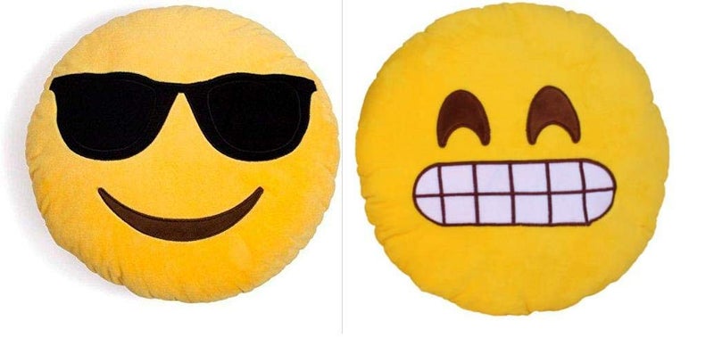 blue tree Emoji Pillow Cushion in Yellow Colour Multi Faces Best Gift for Kids, Boyfriend, girlfriend, Friends Pack of 2 - Image 1