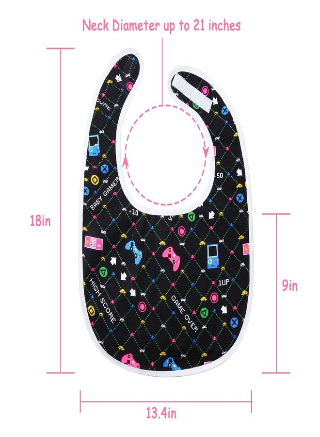 Littleforbig Cotton Waterproof Babydoll Printed Adult Bib with Adjustable Hook-and-Loop Fastener Closure - Baby Gamer Adult Bib - Image 4
