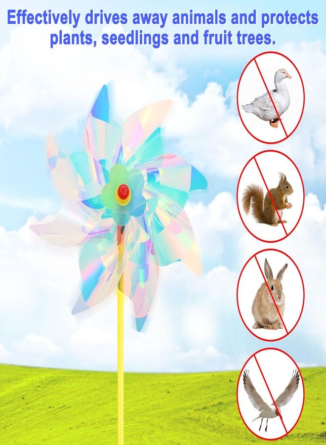 M METERXITY 4-Pack Rainbow Pinwheels, 20 Inch Plastic Wind Spinners Outdoor Flower Windmill for Party Decorations/Yard/Garden, Toy Wind Spinners [Clear] - Image 5