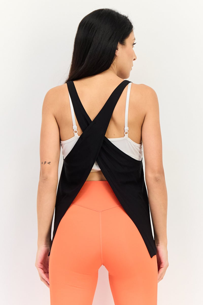 Nike Women Standard Fit Sleeveless Running Tank Top, Black - Image 3