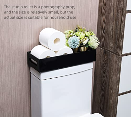 IEEK Toilet Paper Holder with Storage Acrylic Basket Modern Tank Tray with NonSlip Mat Black Decor for Bathroom Vanity Bedroom Entryway Living Room - Image 3