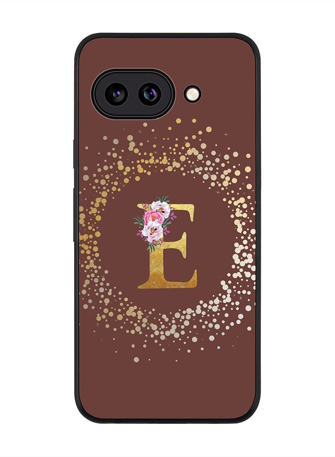 Stylizedd For Google Pixel 9a Case,Slim fit Camera Protection, Shockproof Thin Phone cover  - Custom Monogram Floral - E  (Brown )