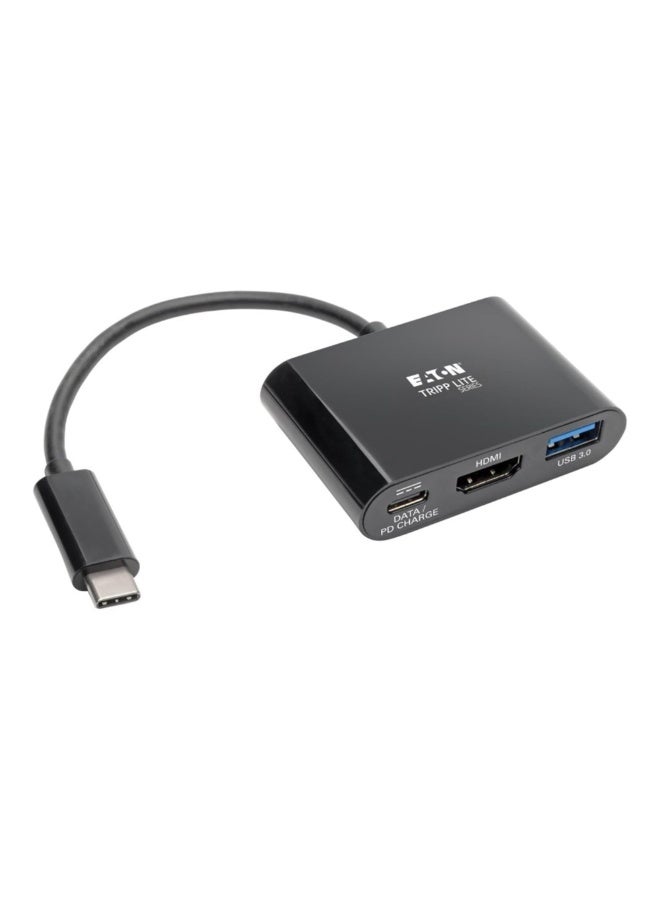 تريب لايت محول USB‑C إلى HDMI بدقة 4K مع منفذ USB 3.x (5Gbps)، منفذ Hub وشحن PD بقدرة 60W، يدعم HDCP، لون أسود، U444‑06N‑H4UB‑C - Image 1