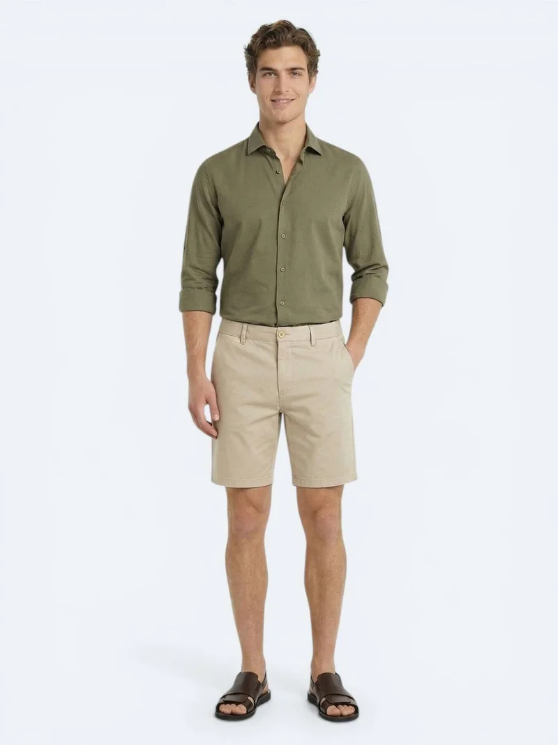 Kip Caramel Material Jogging Fit Casual Cotton Blended Bermuda