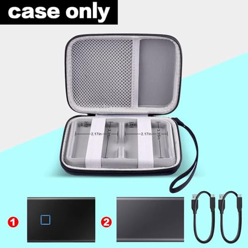 GWCASE Case Compatible with Samsung T7/ for T7 Touch Portable SSD - 1TB, 2TB, 500GB USB 3.2 External Solid State Drive. Carrying Travel Box for 2 Pack Samsung SSD and Cables (Box Only) - Black - Image 2