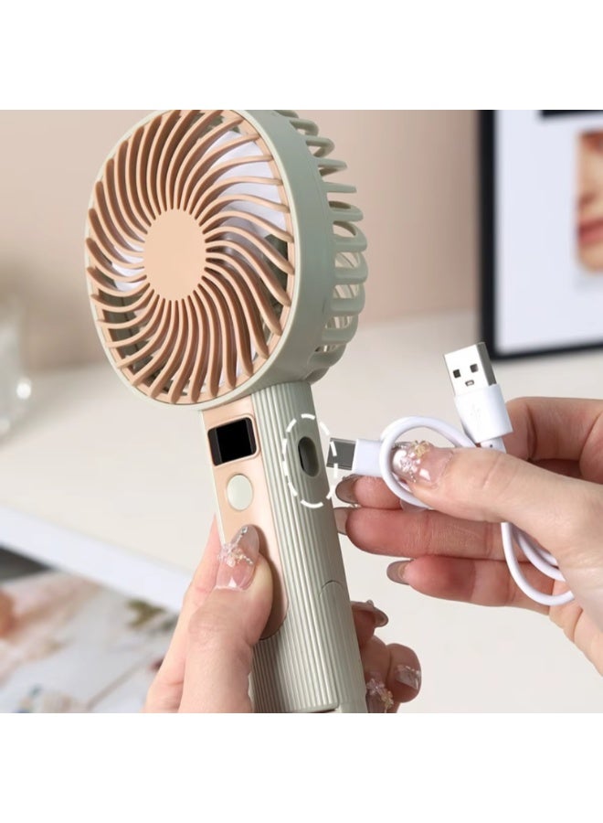 مروحة يد صغيرة قابلة للشحن عبر USB مع شاشة رقمية، مروحة تبريد شخصية محمولة - Image 4