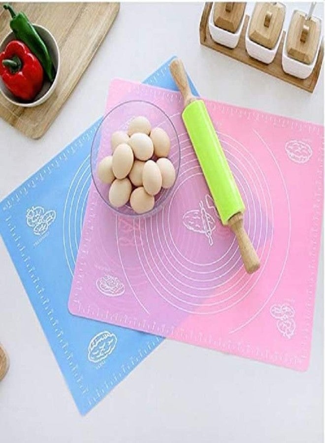 HEYOL Silicon Roti mat Non-Stick Silicone Reusable Pastry Fondant Dough Roti Chapati Rolling Baking Sheet Mat with Measurements 50 * 40 cm (Multicolor) - Image 3