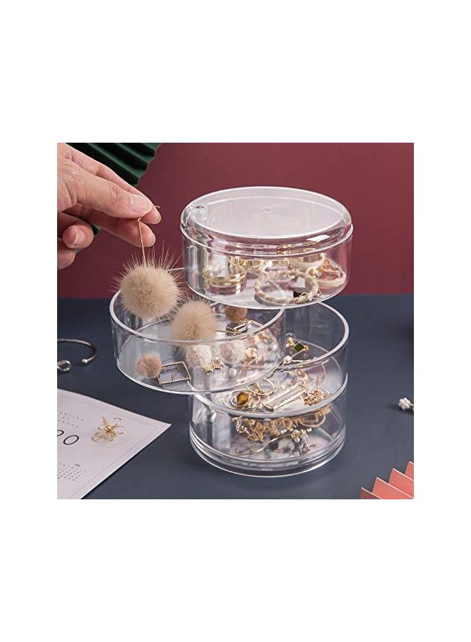 AMERTEER Jewelry Organizer, 4-Layer Rotating Jewelry Box, Travel Jewelry Case, Earring Holder for Ring, Pendant, Earring, Necklace, Bracelet - Image 1