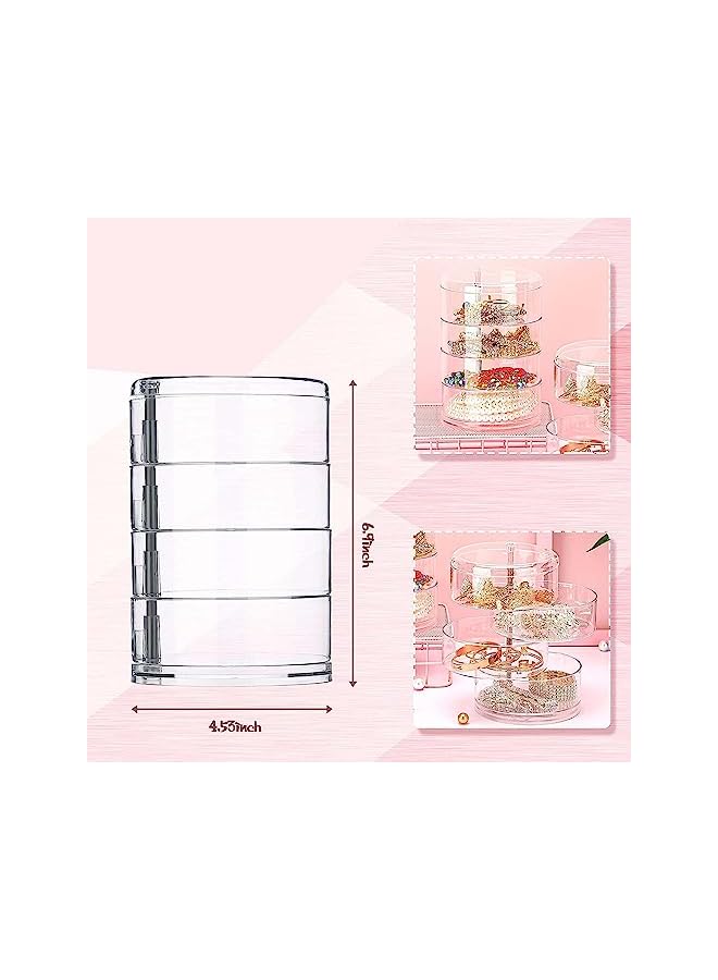 AMERTEER Jewelry Organizer, 4-Layer Rotating Jewelry Box, Travel Jewelry Case, Earring Holder for Ring, Pendant, Earring, Necklace, Bracelet - Image 3