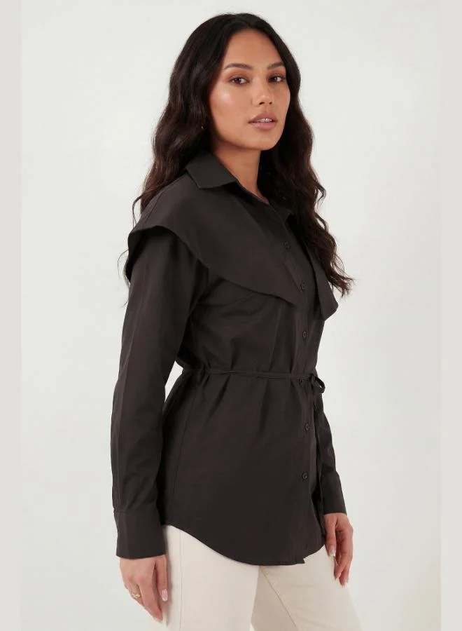 Lela  Lela Cotton Cape Detail Regular Fit Long Sleeve Shirt Women's SHIRT 6774128 for Women | Best Price UAE