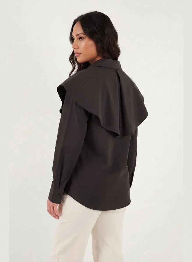 Lela  Lela Cotton Cape Detail Regular Fit Long Sleeve Shirt Women's SHIRT 6774128 for Women | Best Price UAE