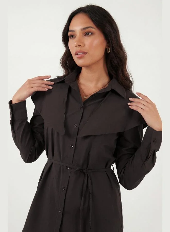 Lela  Lela Cotton Cape Detail Regular Fit Long Sleeve Shirt Women's SHIRT 6774128 for Women | Best Price UAE