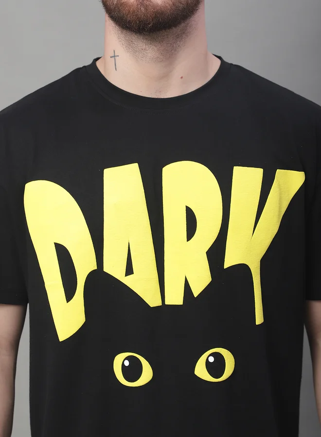 Styli Men Black Graphic Print Oversized T-Shirt By Door74