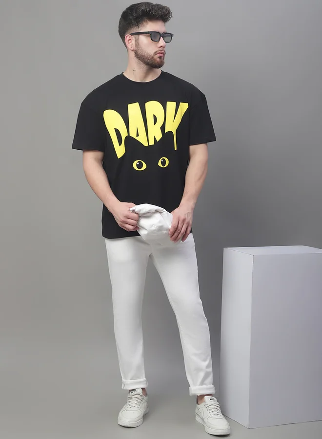 Styli Men Black Graphic Print Oversized T-Shirt By Door74