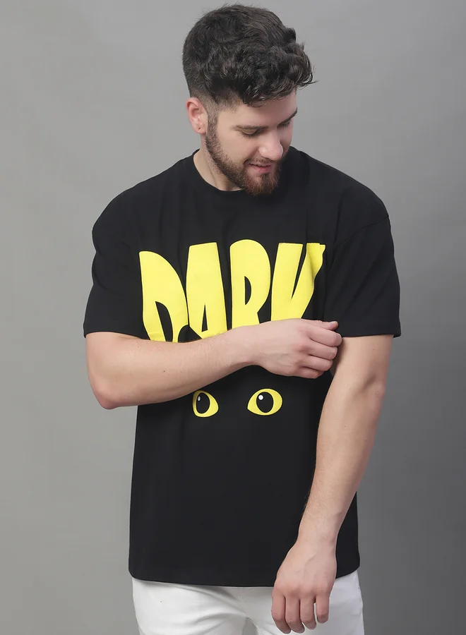 Styli Men Black Graphic Print Oversized T-Shirt By Door74