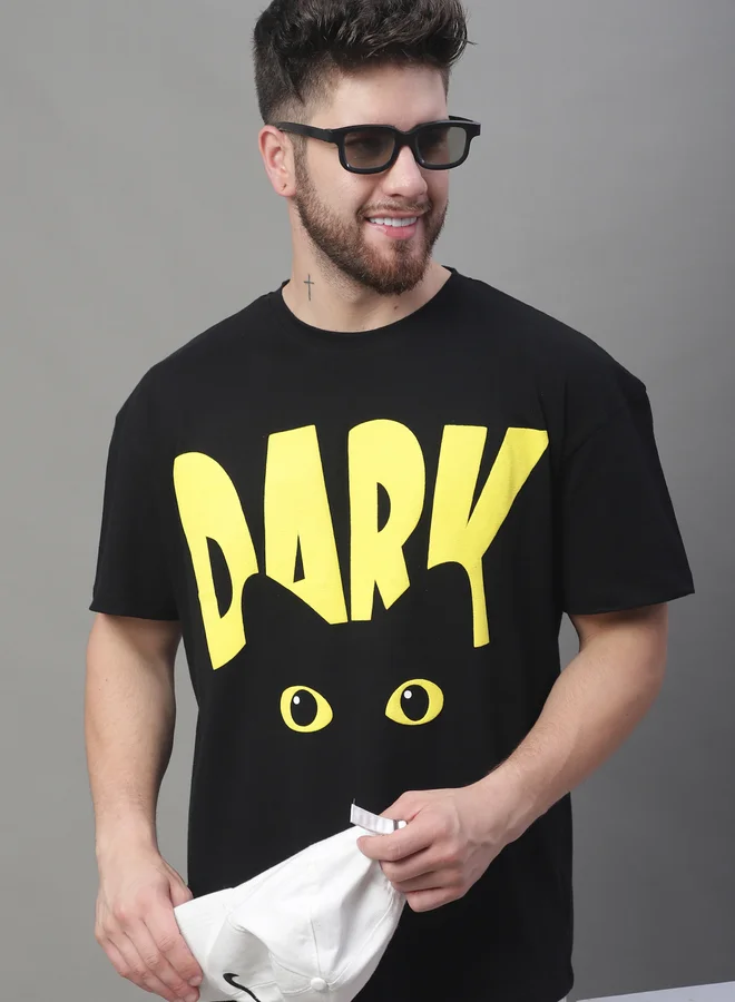 Styli Men Black Graphic Print Oversized T-Shirt By Door74