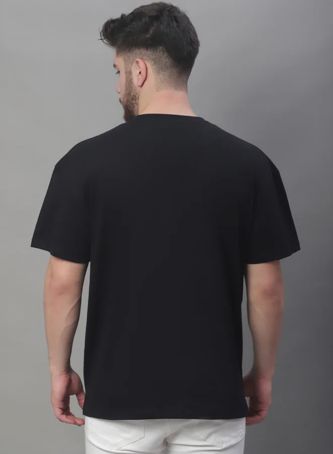Styli Men Black Graphic Print Oversized T-Shirt By Door74