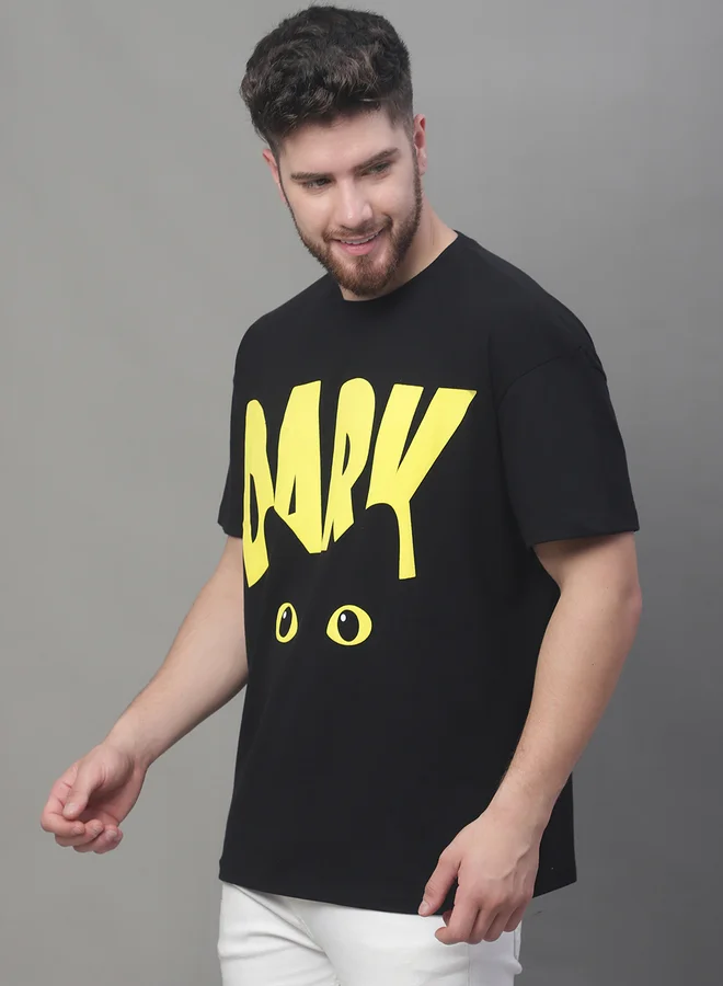 Styli Men Black Graphic Print Oversized T-Shirt By Door74