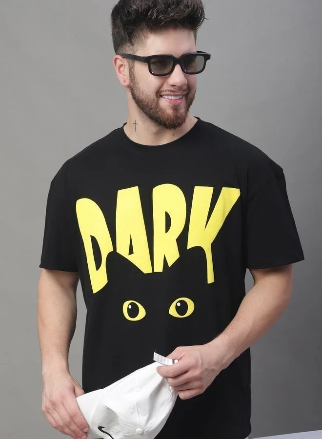 تايك تو تيشيرت رجالي أسود بطباعة جرافيك مقاس كبير من دور