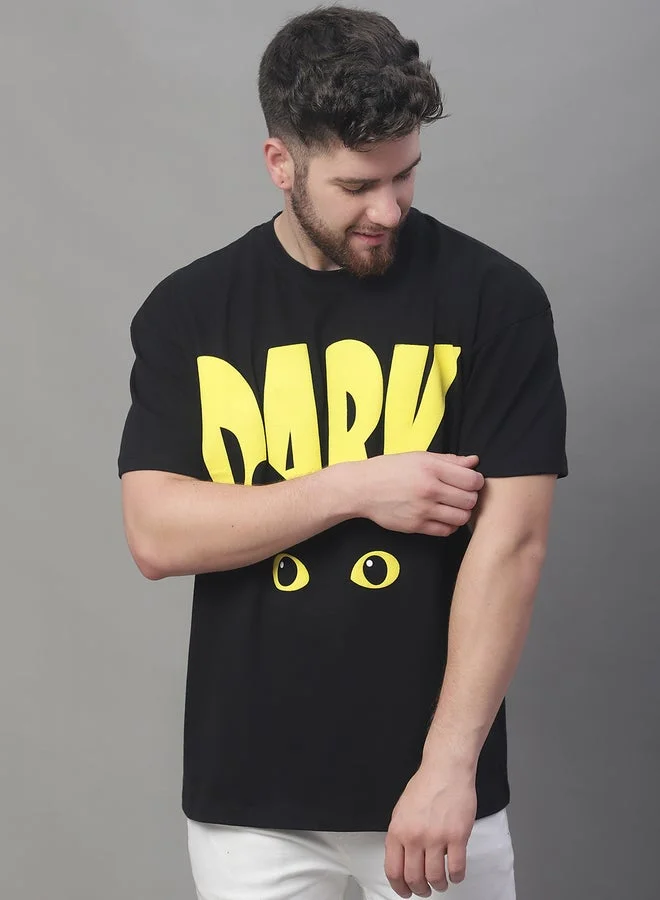 تايك تو تيشيرت رجالي أسود بطباعة جرافيك مقاس كبير من دور