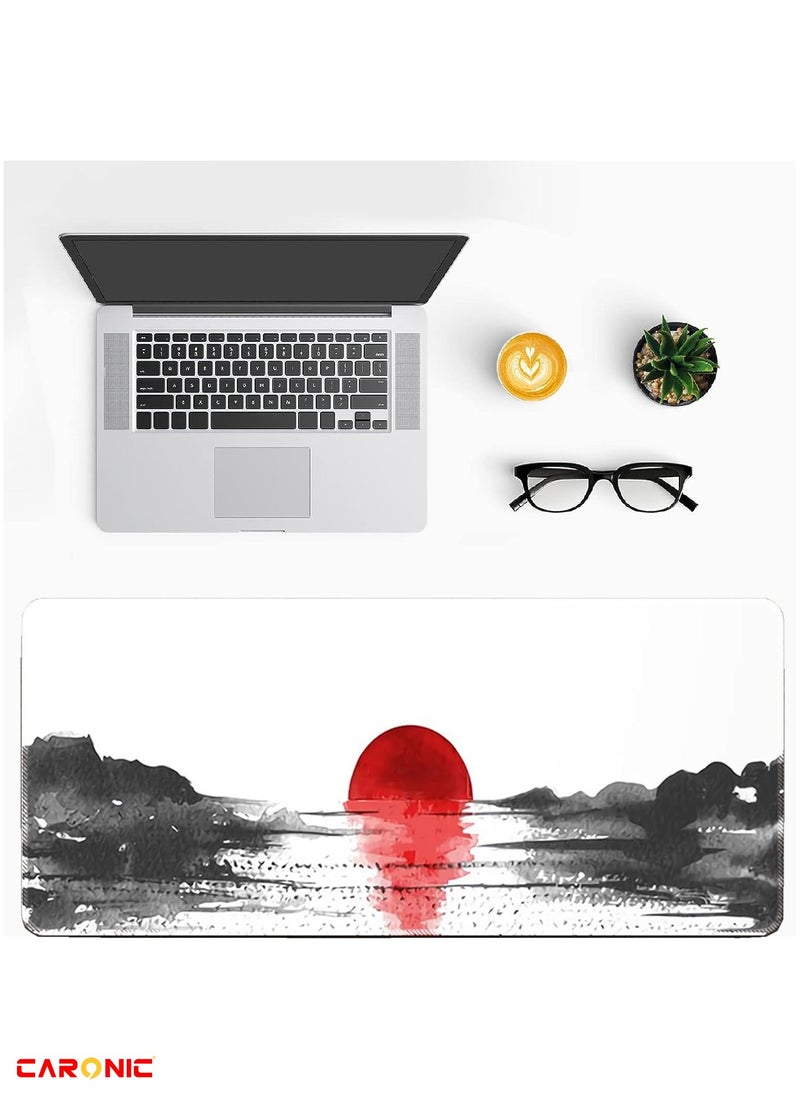 CARONIC Large Gaming Mouse Pad with Superior Micro Weave Cloth Extended Desk Mousepad with Stitched Edges Non-Slip Base Water Resist Keyboard Pad For Gamer And Office Home  - Image 4