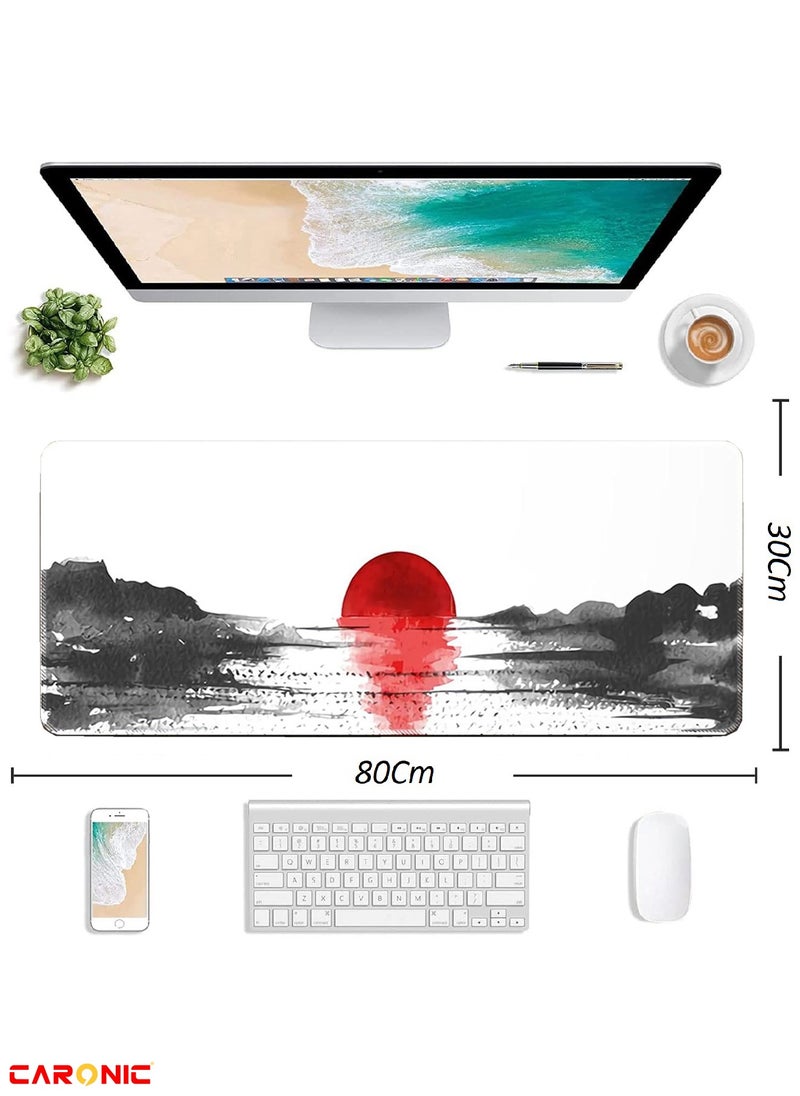 CARONIC Large Gaming Mouse Pad with Superior Micro Weave Cloth Extended Desk Mousepad with Stitched Edges Non-Slip Base Water Resist Keyboard Pad For Gamer And Office Home  - Image 3