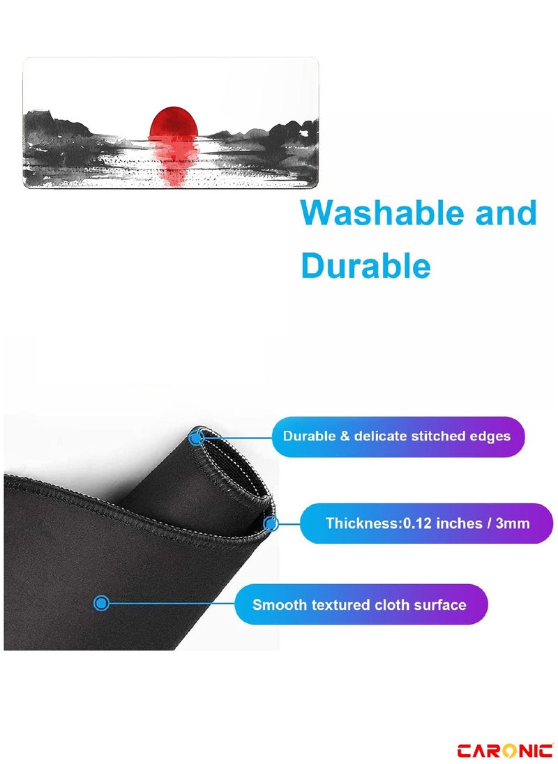 CARONIC Large Gaming Mouse Pad with Superior Micro Weave Cloth Extended Desk Mousepad with Stitched Edges Non-Slip Base Water Resist Keyboard Pad For Gamer And Office Home  - Image 5