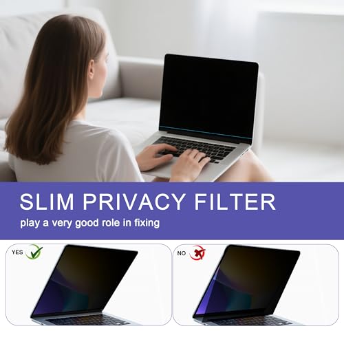 Halloive 360° Privacy Screen Protector Compatible for MacBook pro 13 inch (2016-2022,M1, M2), Privacy Screen Filter for MacBook Air 13 Inch (2018-2021, M1), Anti-Spy/Anti Fingerprint/Anti Blue Light/Anti Glare - Image 5