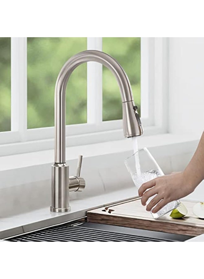 Extractable Kitchen Faucet, Kitchen Mixer Faucet 2 Spray Modes, Single Handle High Arch Extract,Leadless Stainless Steel Sink Kitchen Faucet - Image 2