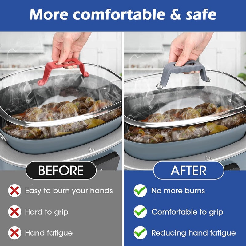 Oyrlize Silicone Lid Handle Cover for Ninja Crockpot Slow Cooker, for Ninja Foodi PossibleCooker Pro Silicone Lid Handle Cover, Sleeve, Holder,Glove,Grip,Kitchen Accessories,Heat-Resistant,No More Hand Burns - Image 4