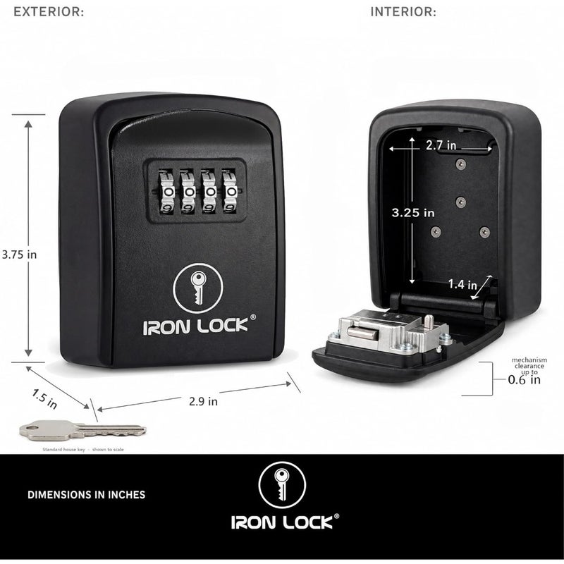 ® - Wall Mount Key Lock Box with 4-Digit Combination, Resettable Code, A B Switch, and 5-Key Capacity - Indoor/Outdoor Waterproof Lockbox for House Keys and Spare Keys Small, Black - Image 3