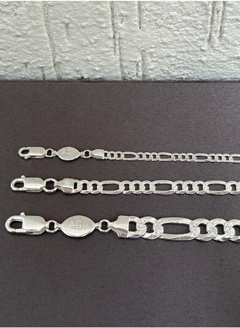 Al Kasr Jewelry - Contemporary Link Bracelet - Sterling Silver 925 - Plated Rhodium White Gold 18K - 21cm x 5mm - Modern and Durable - Available in Multiple Sizes - Image 1