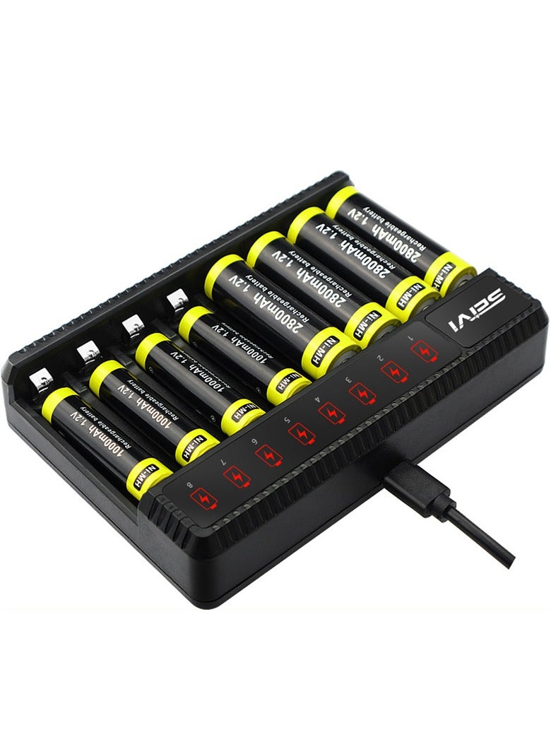 SEI SW-8N USB 8 Slot Multifunctional Smart Battery Charger for AA/AAA D/C Type 5/7 Rechargeable Batteries - Image 1